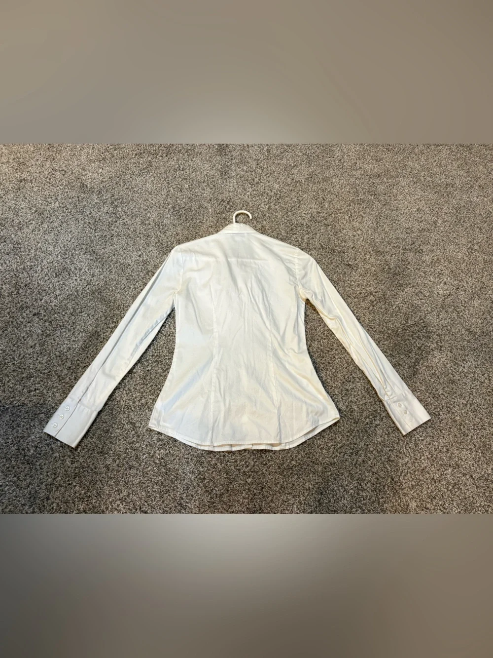LOFT Cream Ruffle Front Button-Down Blouse - Picture 3 of 3